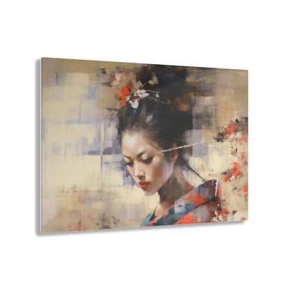 Japanese-Inspired Abstract Oil Painting Acrylic Prints: Celebrating Geisha Beauty