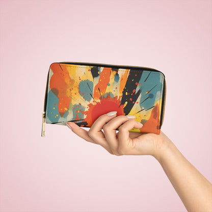 Cosmic Burst: Abstract Art Zipper Wallet