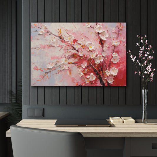 Abstract Cherry Blossom Acrylic Prints: Captivating Brushstrokes