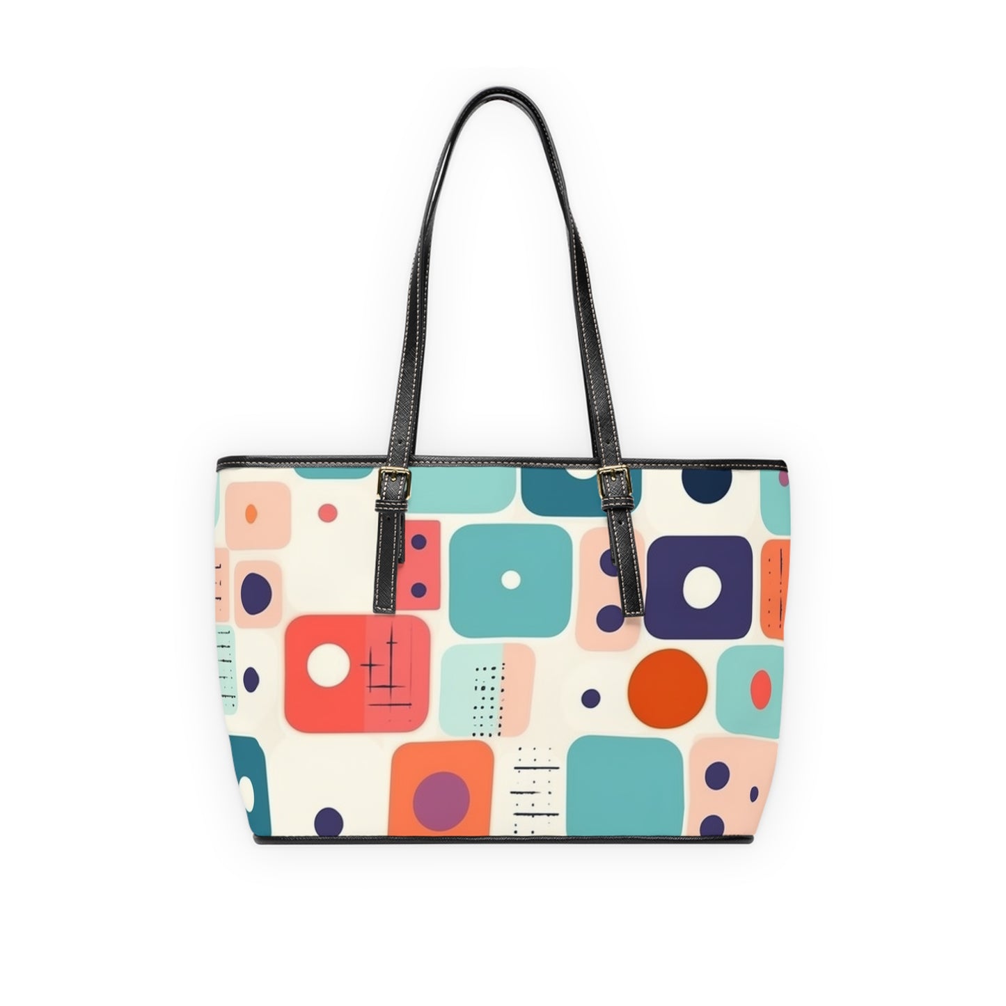 Retro Chic: Atomic Age-Inspired PU Leather Shoulder Bag with Midcentury Modern Design and 1960s Fashion