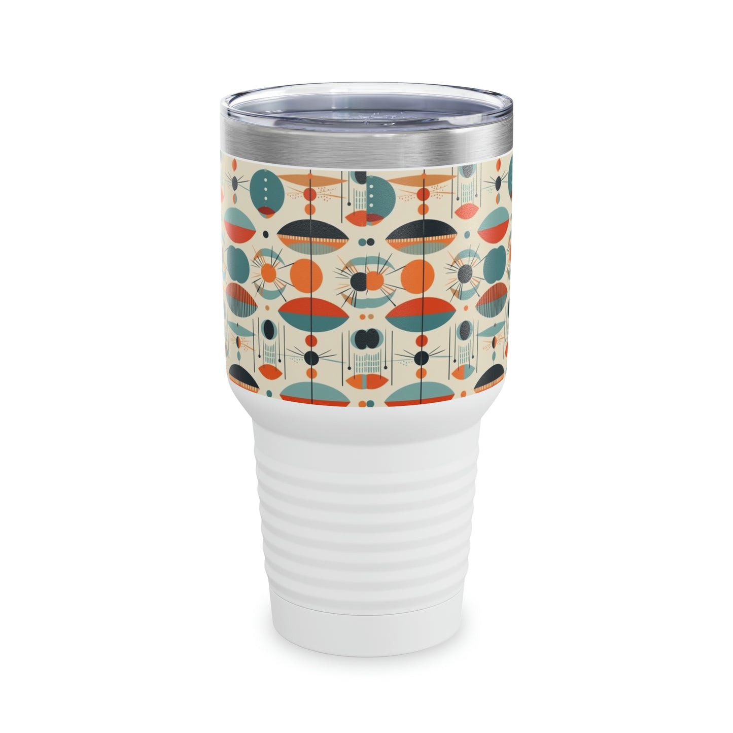 Artful Fusion: Vintage Fashion-inspired Ringneck Tumbler with Midcentury Modern Design