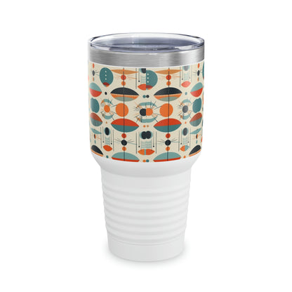 Artful Fusion: Vintage Fashion-inspired Ringneck Tumbler with Midcentury Modern Design