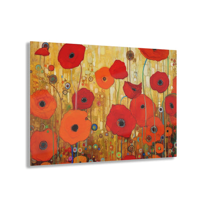 Floral Symphony: Acrylic Prints showcasing Gustav Klimt's Poppies in Art Nouveau
