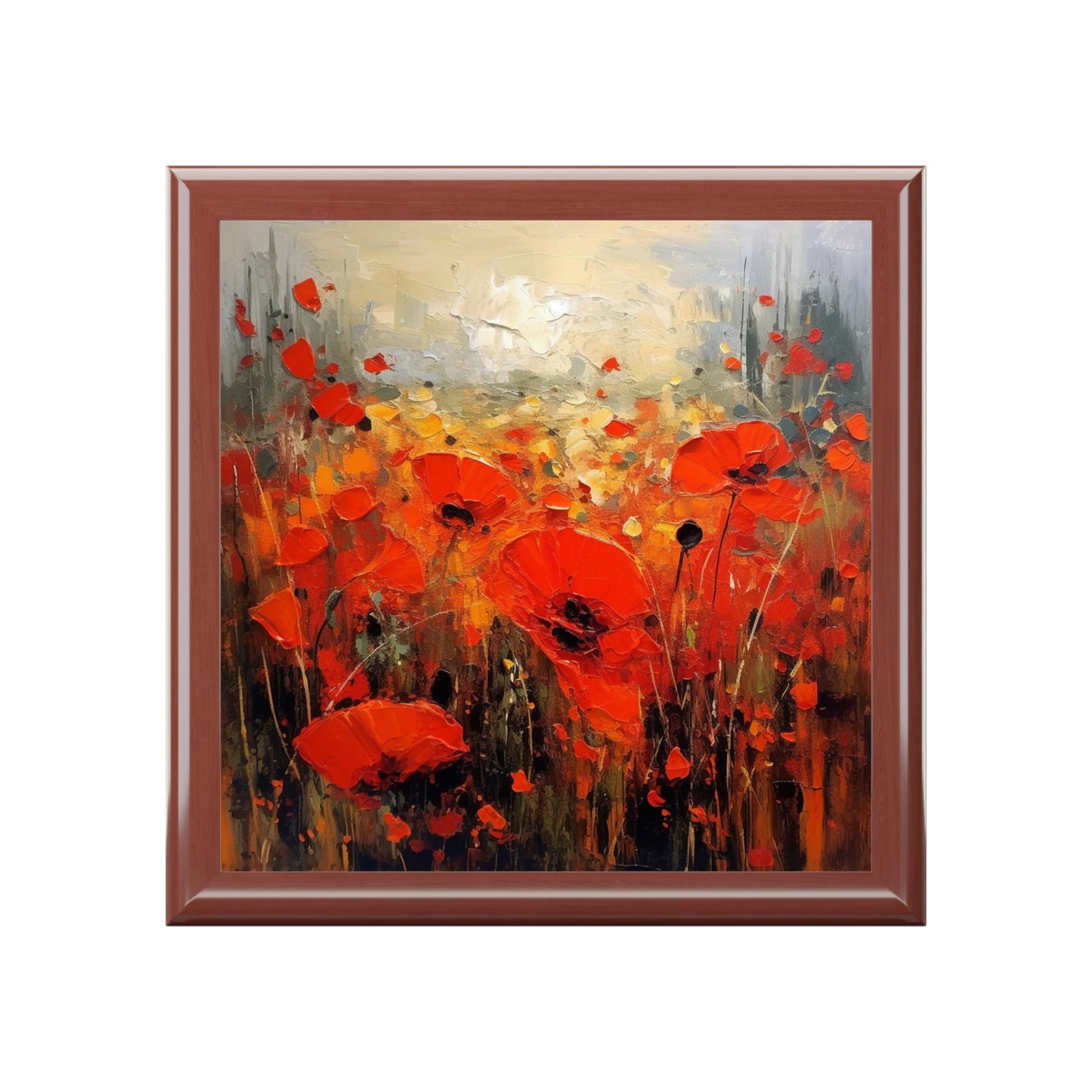 Whimsical Poppy Art on Jewelry Box