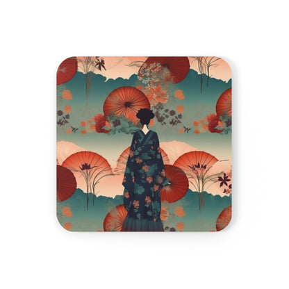 Fashionable Kimono-Inspired Corkwood Coaster Set: Unleash Your Style