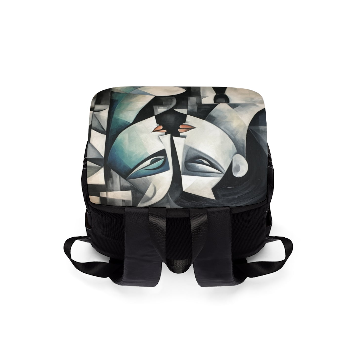 Unisex Casual Shoulder Backpack with Cubist Art Finesse and Abstract Flair