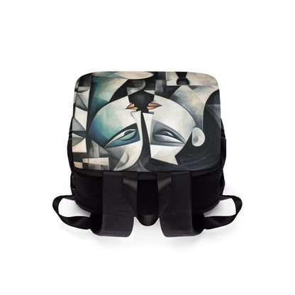 Unisex Casual Shoulder Backpack with Cubist Art Finesse and Abstract Flair
