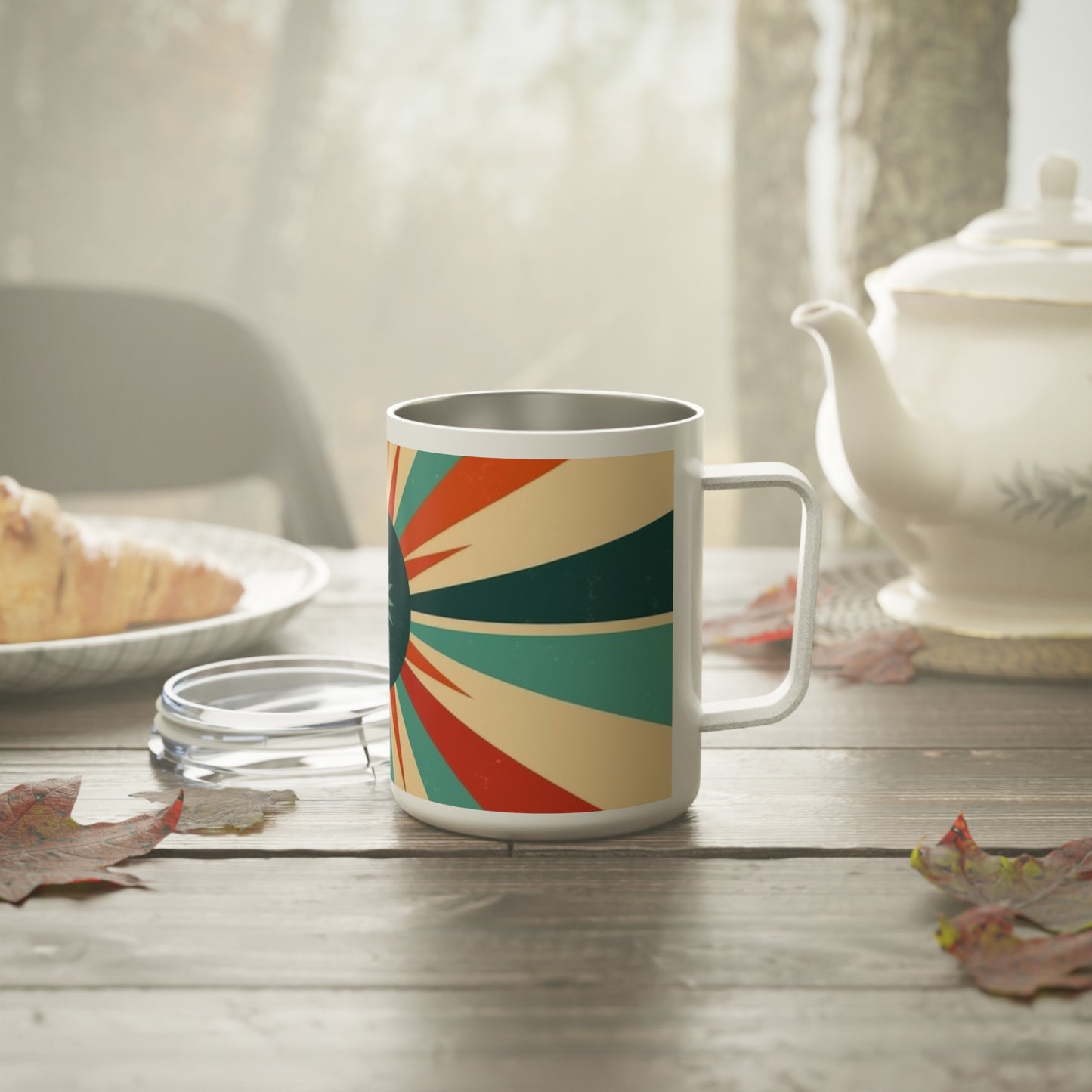 1960s Starburst: Retro Chic Insulated Coffee Mug for Vintage Fashion Lovers