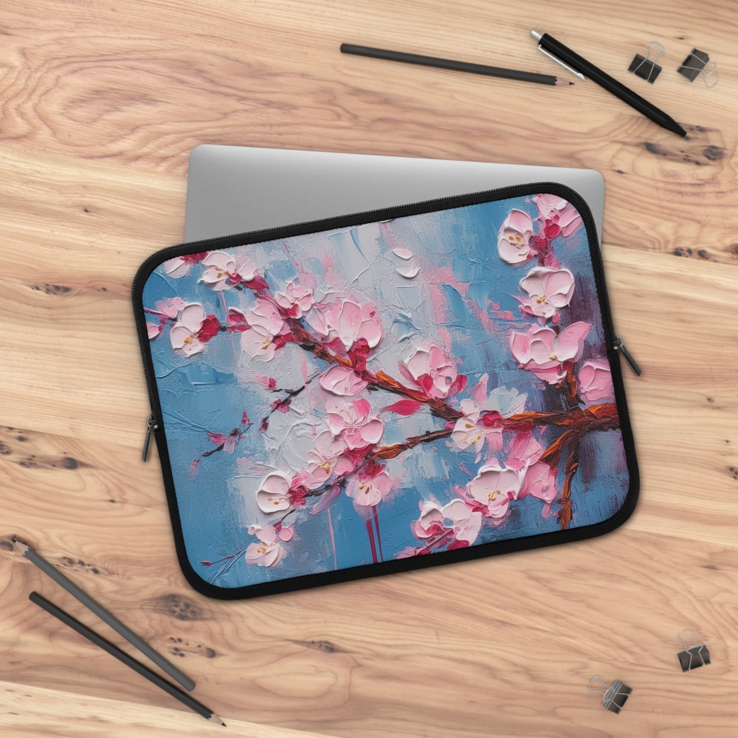 Laptop Sleeve with Abstract Cherry Blossom Drawing: Embrace the Serenity