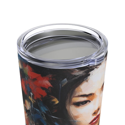 Abstract Geisha Art Tumbler: Captivating Brushstrokes in a Japanese Aesthetic
