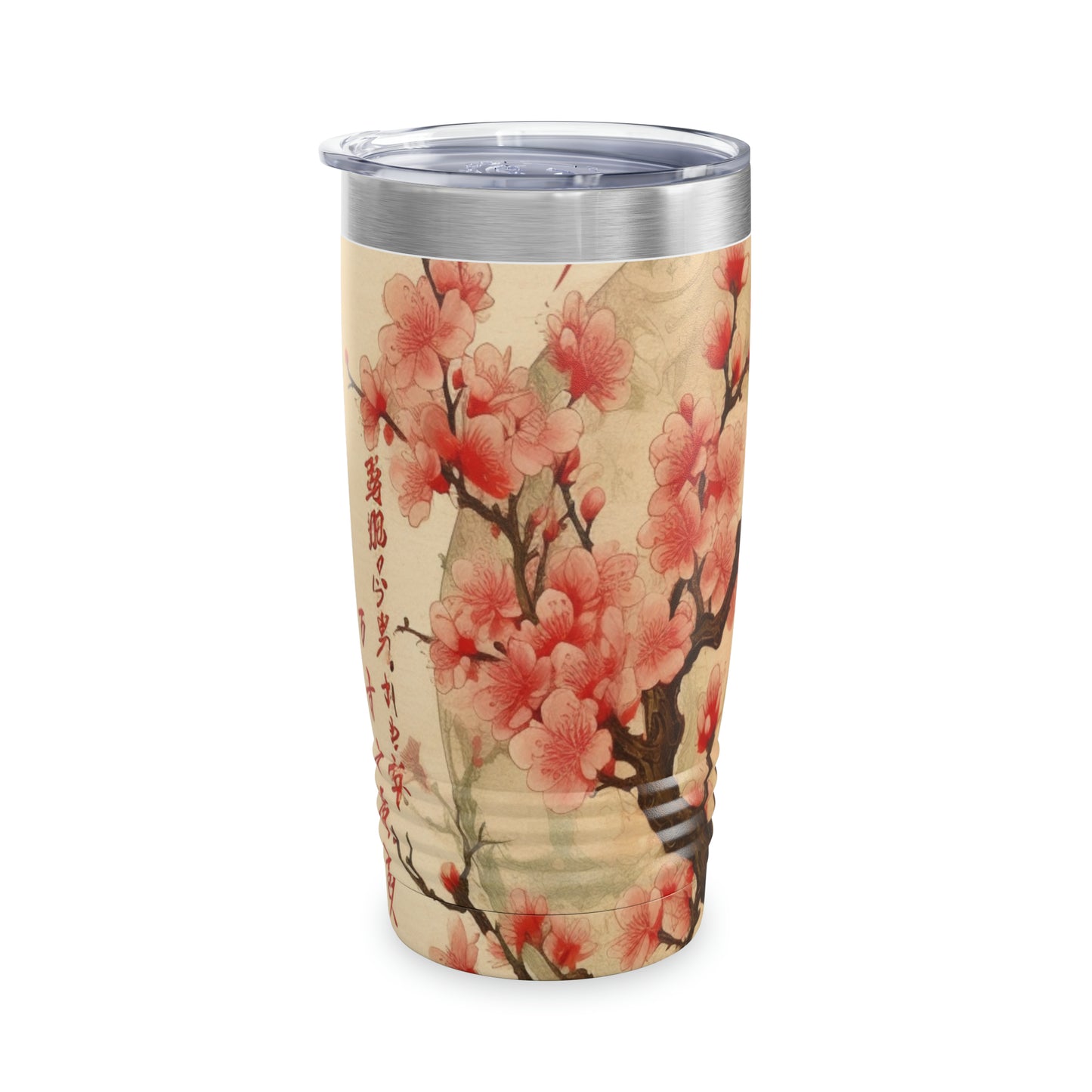 Whimsical Blossom Dreams: Ringneck Tumbler with Delightful Flower Drawings and Cherry Blossoms