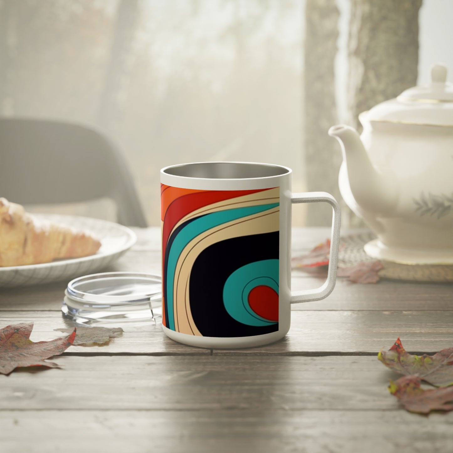 Midcentury Abstractions: Abstract-Inspired Insulated Coffee Mug for Atomic Age Design