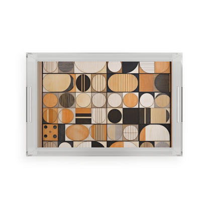 Mosaic Elegance: Acrylic Serving Tray Inspired by Circular Canvas Art