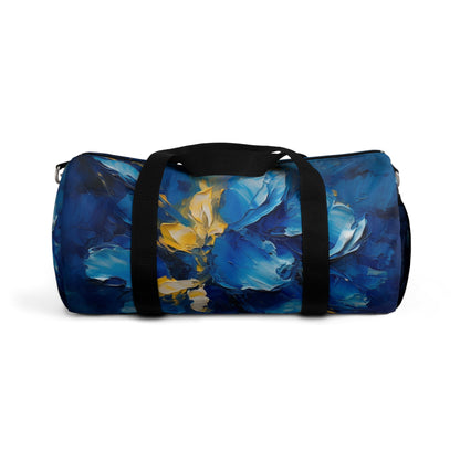 Abstract Wallpaper Duffel Bag: Immersive Floral Beauty with Blue Orchid Motif