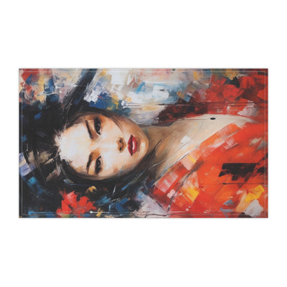 Abstract Geisha Art Kitchen Towel: Captivating Brushstrokes in a Japanese Aesthetic