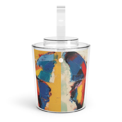 Painting with a Twist: Abstract Butterfly Ice Bucket with Tongs