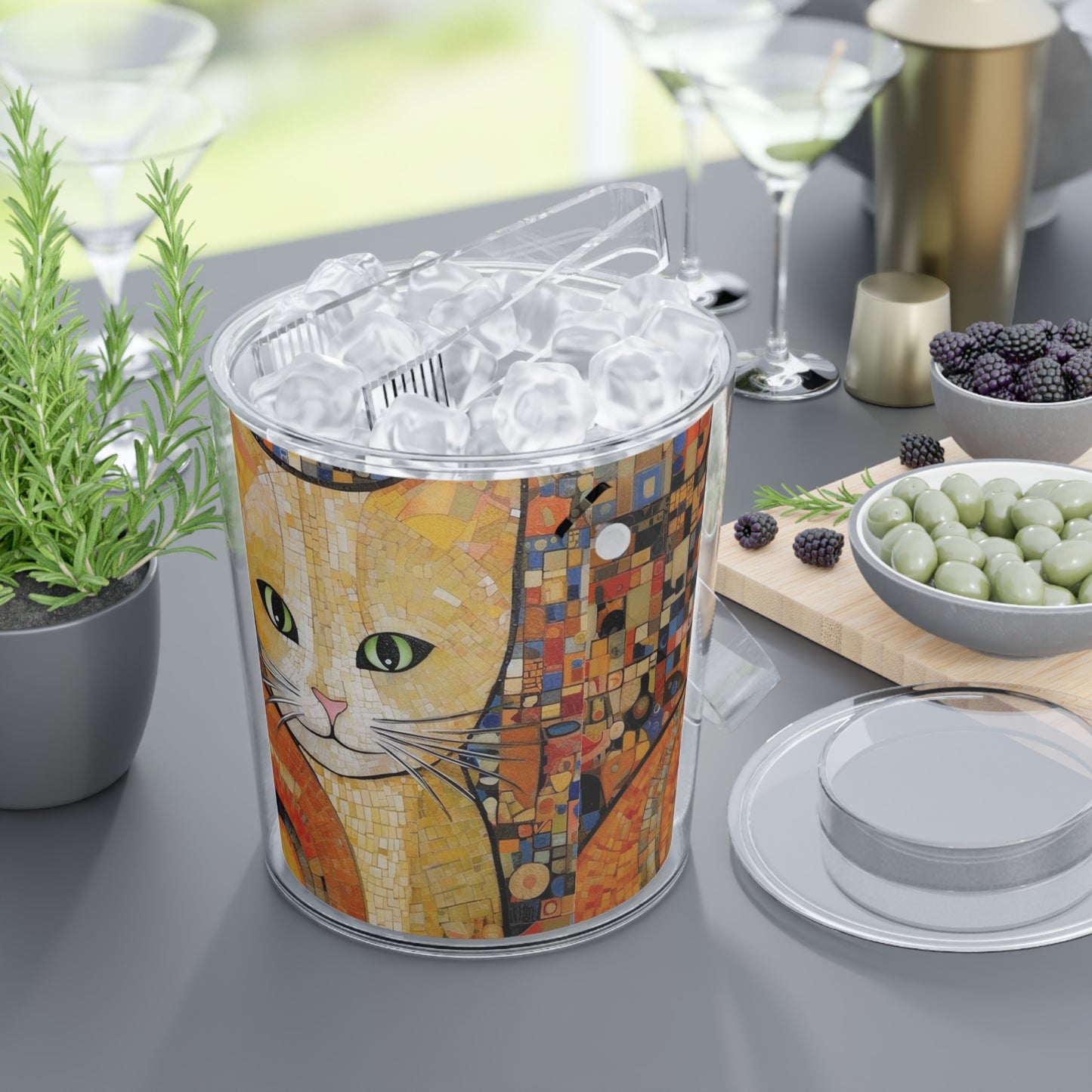 Timeless Beauty: Vienna Secession-Inspired Ice Bucket with Tongs