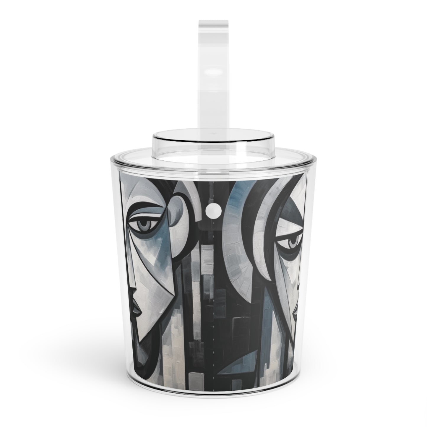 Cubist Paintings Ice Bucket with Tongs: Captivating Brush Strokes in Every Refreshing Drink