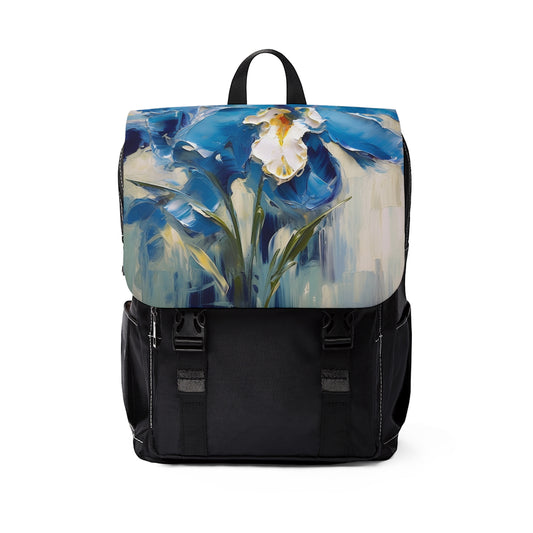 Embrace Artistic Expression with Blue Orchid Abstract Painting Unisex Casual Shoulder Backpack