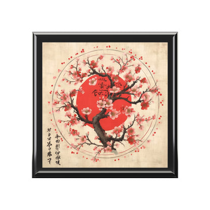 Nature's Brushstrokes: Jewelry Box Featuring Captivating Cherry Blossom Drawings
