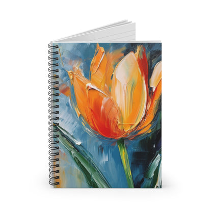 Orange Tulip Magic on Spiral Notebook: A Blossoming Artistic Delight
