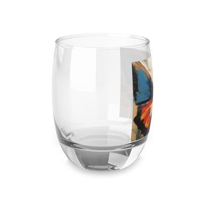 Abstract Butterfly Paradise: Whiskey Glass for Nature and Art Lovers