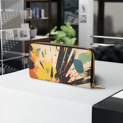 Cosmic Burst: Abstract Art Zipper Wallet