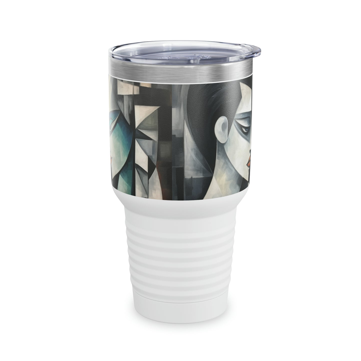 Artistic Finesse: Ringneck Tumbler with Cubist Art, Sip with Abstract Flair and Artistic Precision