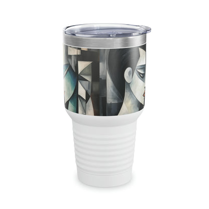 Artistic Finesse: Ringneck Tumbler with Cubist Art, Sip with Abstract Flair and Artistic Precision