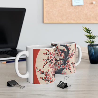 Floral Elegance: Ceramic Mug Adorned with Stunning Flower Drawings