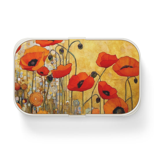Bento Box Adorned with Gustav Klimt's Poppies