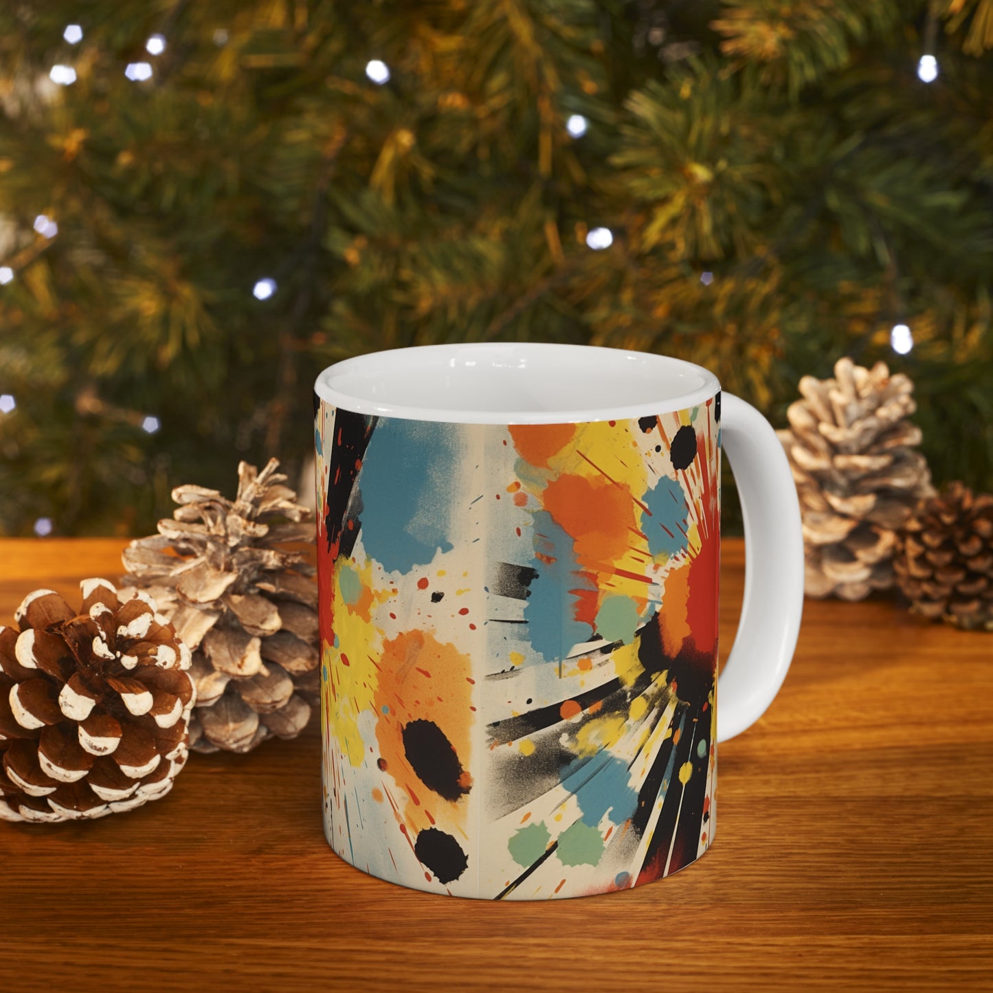 Contemporary Abstract Ceramic Mug: Fusion of Gutai Inspiration and American Heritage