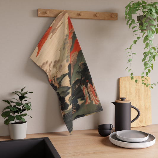 Custom Japanese Tapestry on a Kitchen Towel- Unique Artistic Expression