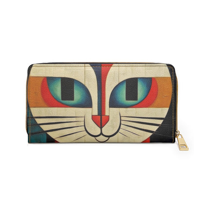 Artistic Vintage Vibes: Picasso-Inspired Midcentury Modern Zipper Wallet for Retro Fashion