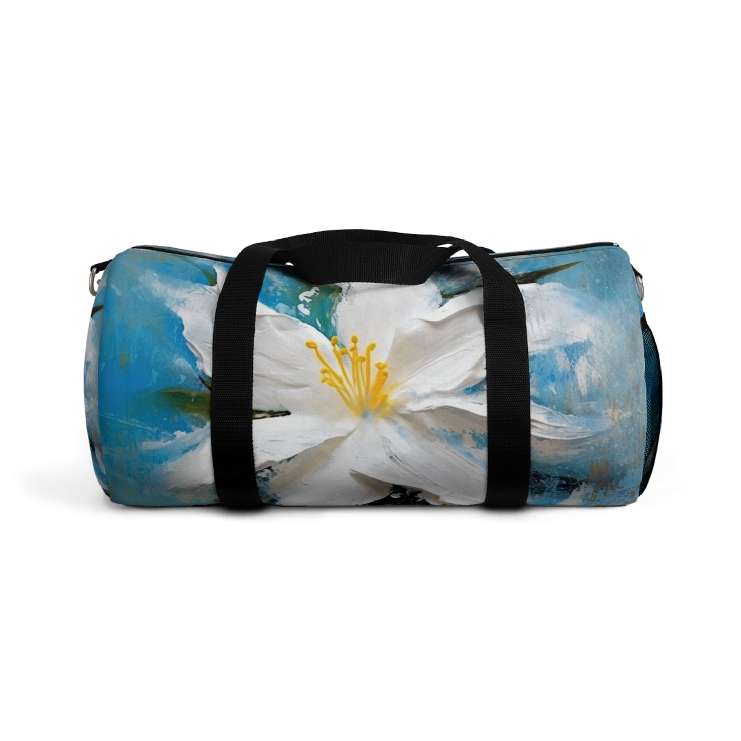 Ethereal Elegance: Duffel Bag featuring an Abstract Oil Painting of Jasmine