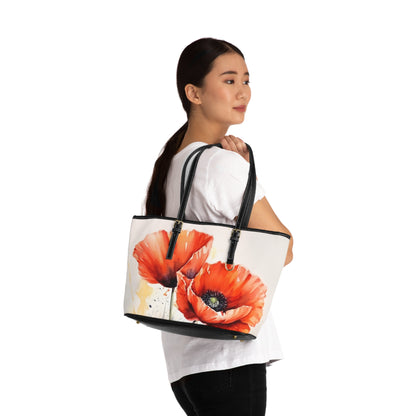 Whimsical Poppy Flower Watercolor PU Leather Shoulder Bag: An Artistic Delight