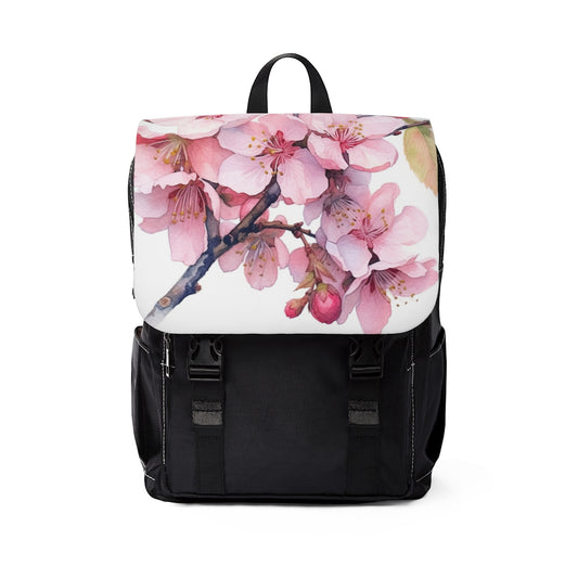 Whimsical Delight: Watercolor Cherry Blossom Tree Unisex Casual Shoulder Backpack