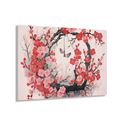 Cherry Blossom Delight: Acrylic Prints Adorned with Intricate Flower Drawings and Artistry