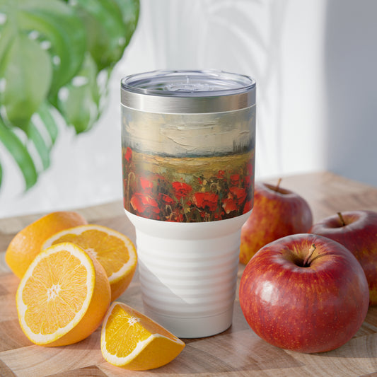 Abstract Poppy Fields: Ringneck Tumbler for Artistic Inspiration