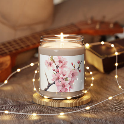 Watercolor Cherry Blossom Scented Soy Candle