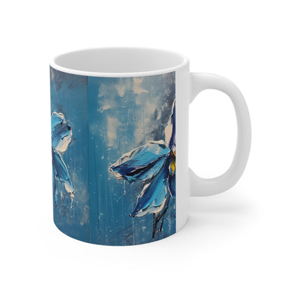 Elevate Your Sips with Blue Orchid Abstract Paintings Ceramic Mug
