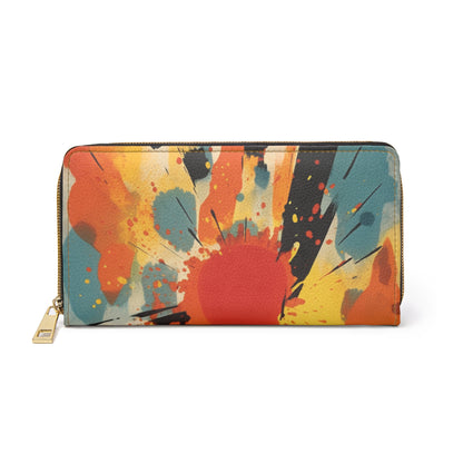 Cosmic Burst: Abstract Art Zipper Wallet