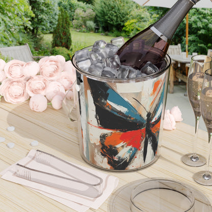 Monarch Butterfly Elegance: Ice Bucket with Tongs with Artistic Flair