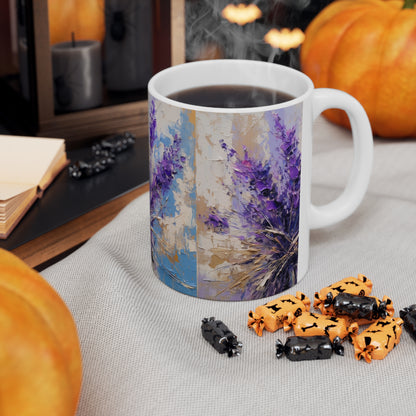 Vibrant Lavender Art on Ceramic Mug: A Floral Delight for Your Senses