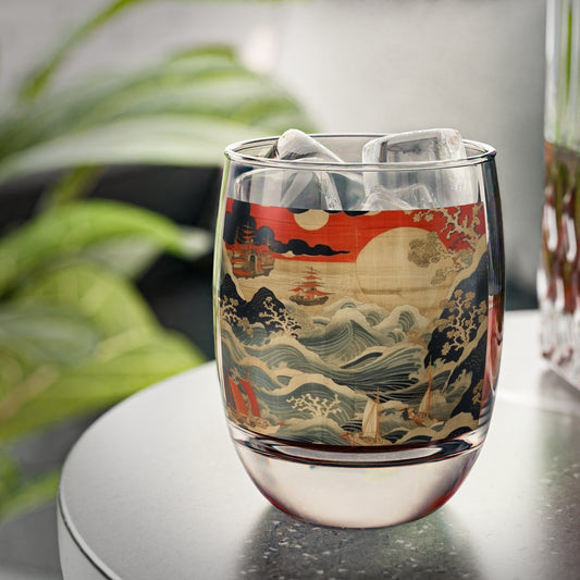 Artistic Fusion - Where Japanese Tapestry Meets the Perfect Whiskey Glass