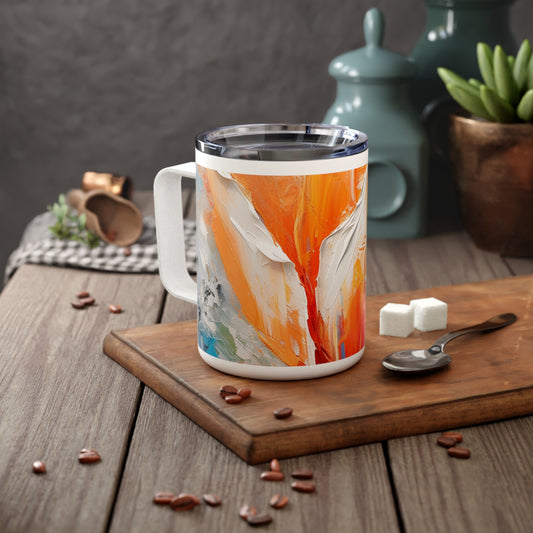 Insulated Coffee Mug with Vibrant Orange Tulip: Embrace the Beauty of Nature