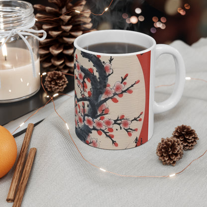Floral Elegance: Ceramic Mug Adorned with Stunning Flower Drawings