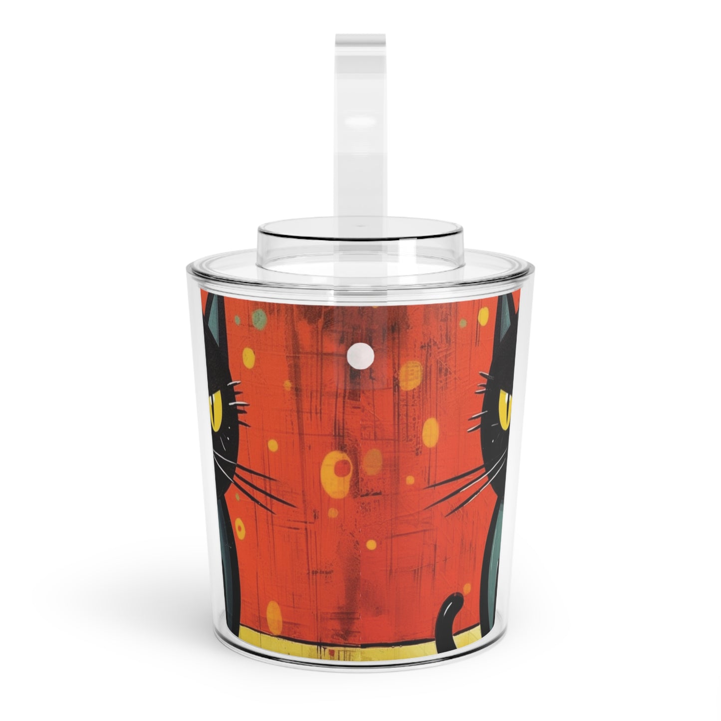 Fashionably Retro Feline: Midcentury Modern Ice Bucket with Tongs with a Vintage Cat-Inspired Flair