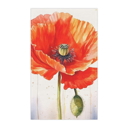 Watercolor Poppy Garden Kitchen Towel: Unleash the Beauty of Nature