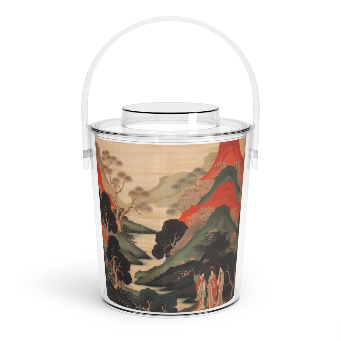 Custom Japanese Tapestry on a Ice Bucket with Tongs- Elevate Your Drink Experience with Unique Artistic Expression